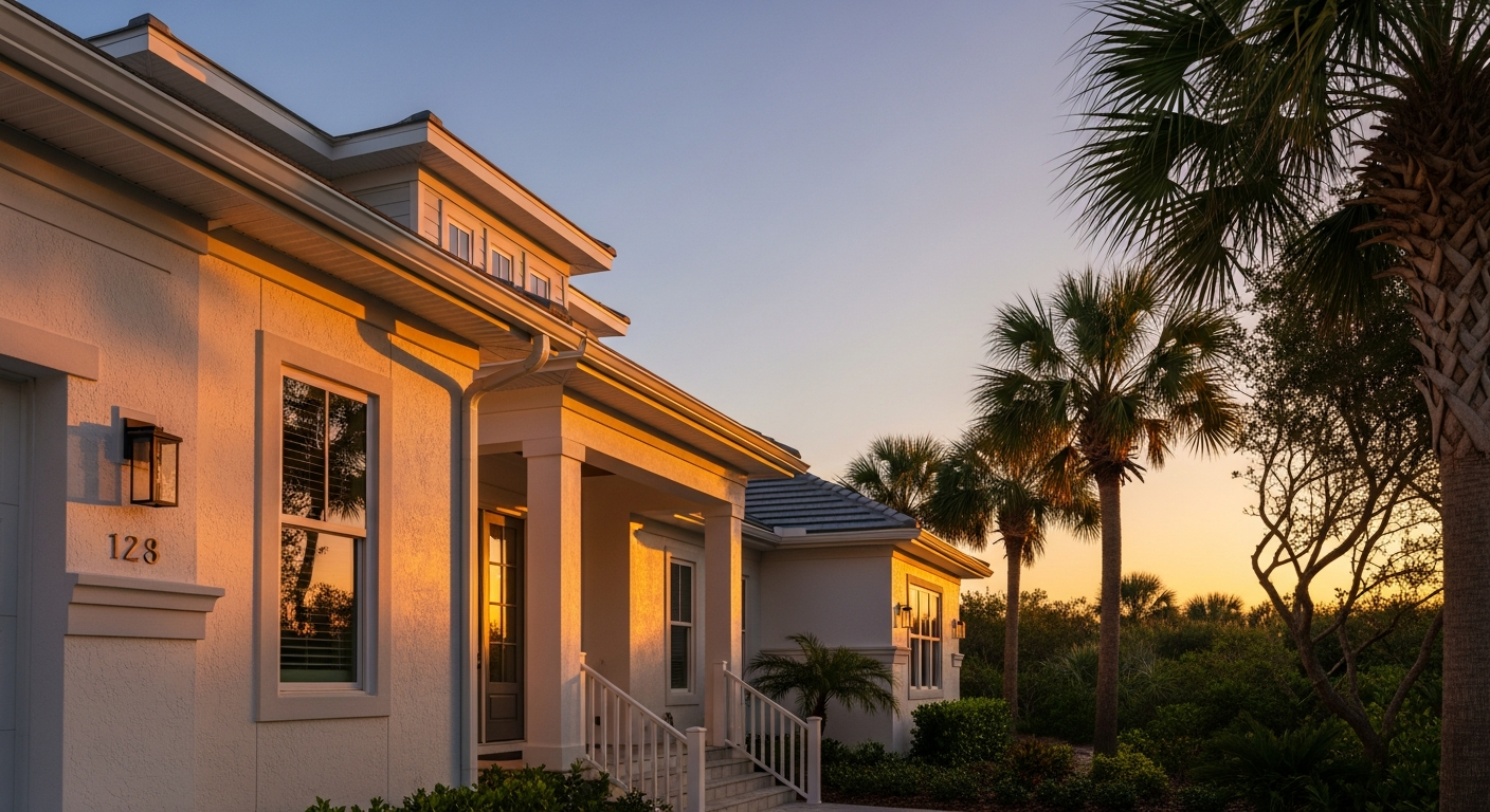 Beautiful coastal Florida home with professional seamless gutters